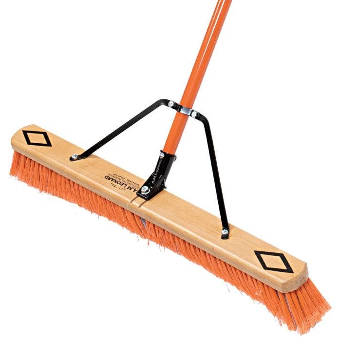 Leonard Fine-Bristle Push Broom, 30-Inch Wide Block With Steel Handle - Image 2